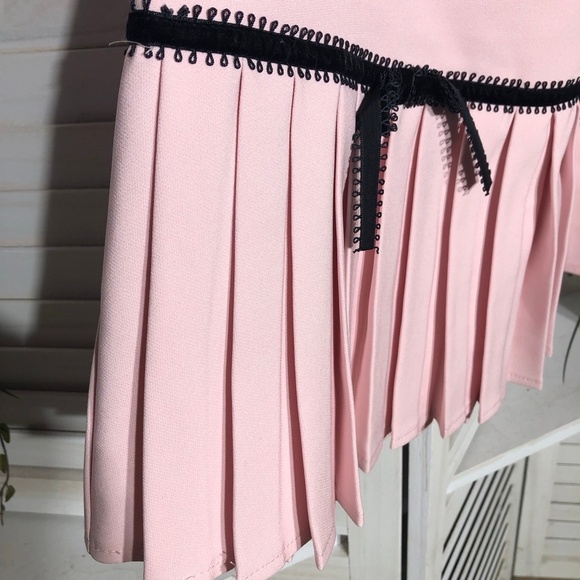 Forever 21 Two Tone Bow Cropped Top Pleated Skirt Pink Black M - Picture 12 of 16